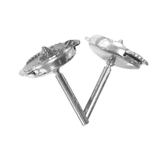 18CT WHITE GOLD ALPHA EARRING BACK FITTINGS 8.3MM NOTCHED EDGE