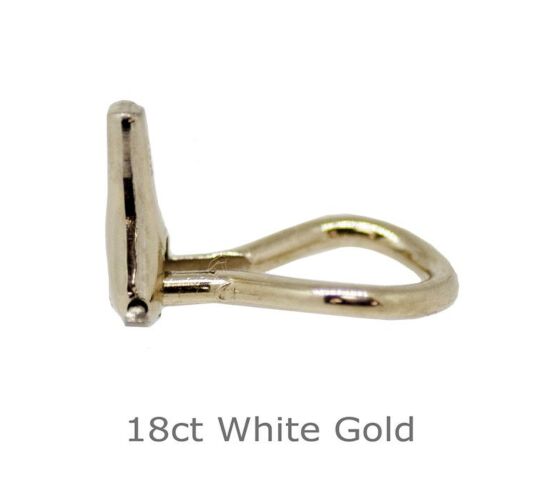 18ct WHITE GOLD EAR FITTING OMEGA CLIP