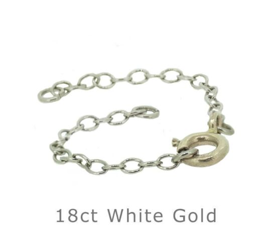 18ct white gold necklace trace safety chain 0.70mm with 5mm bolt ring