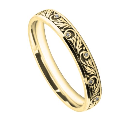 3mm Wedding Ring W7009  Pattern - Laser Engraving Wedding Ring