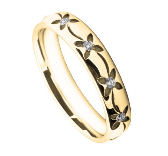 4mm Wedding Ring W7007 Pattern - Laser Engraving Wedding Ring