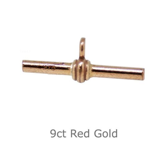 9ct red gold straight T bar fitting 22mm long