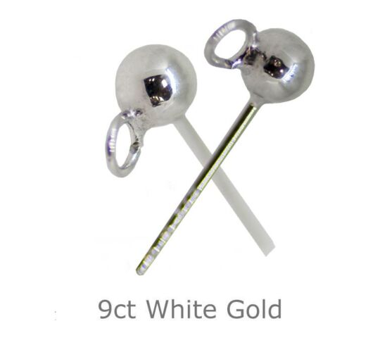 9CT WHITE GOLD FILLED 3mm BALL STUD EARRING WITH OPEN RING