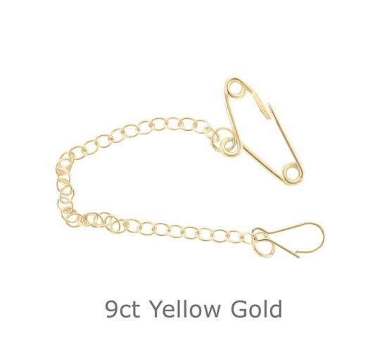9ct Yellow Gold Brooch Safety Chain