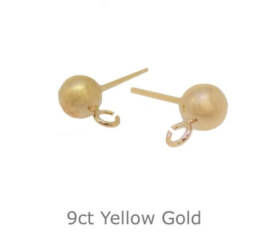 9ct Yellow Gold Ear Post, 3mm Bead and open Ring