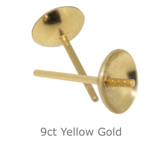 9ct yellow gold Earring Post with Cup and Peg 3mm