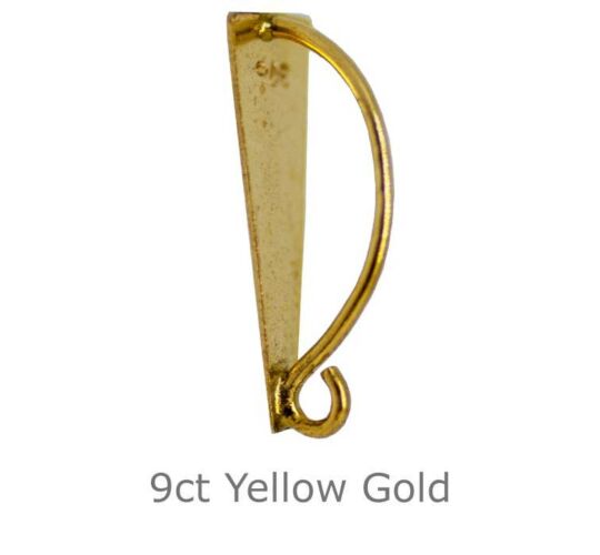 9CT YELLOW GOLD FRONT PENDANT BAIL LOOP SCROLL 12mm