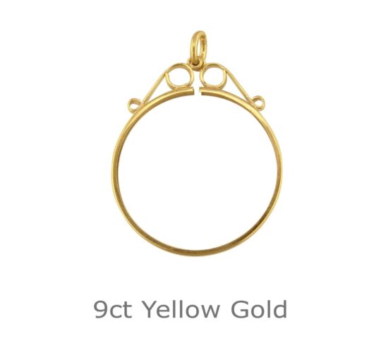 9ct Yellow Gold Full sovereign scroll pendant mount