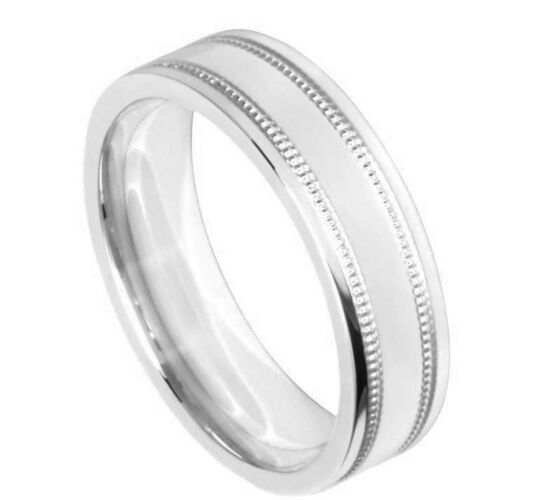 Diamond Cut Wedding Ring CUT 5 MILLGRAIN OFF SET FROM EDGE POLISH FINISH