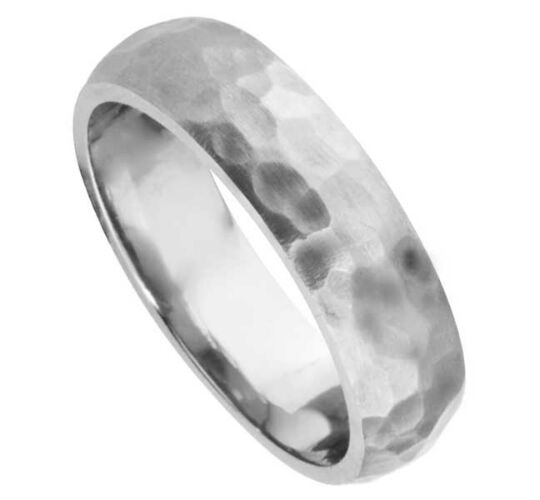 Hammered finish wedding Ring CUT 64