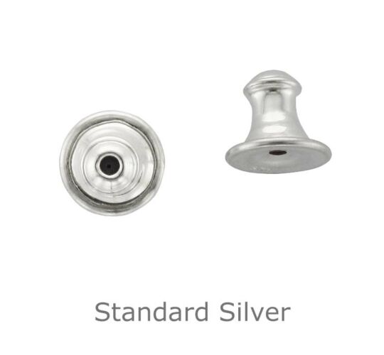 SILVER BELL EARRING SCROLLS WITH RUBBER INSERT