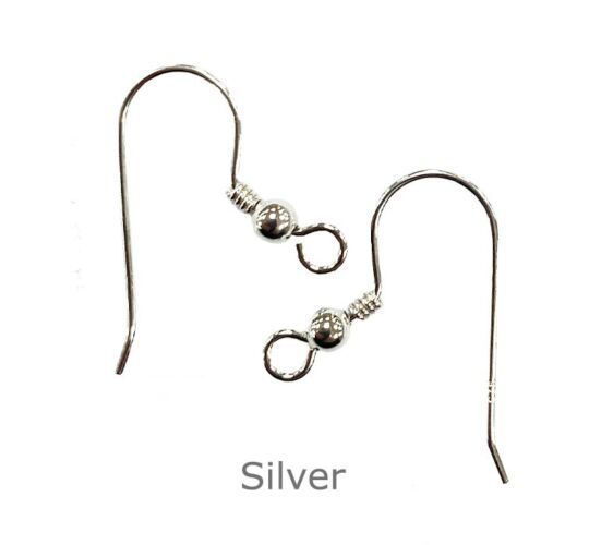 SILVER EARRING FISH HOOK WIRE WITH 3.00MM BEAD AND SPRING