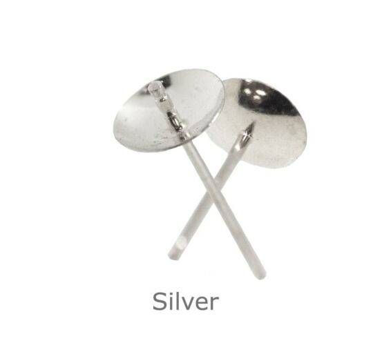 Silver earring post with 6mm cup and peg