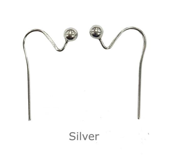 SILVER EARRING SAFETY HOOK OPEN WIRE WITH 3.00MM BEAD