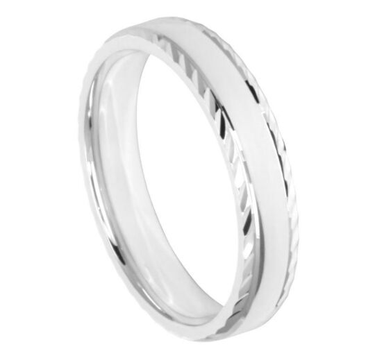 Wedding Ring Diamond CUT 10 ANGLED DIAMOND CUT EDGES POLISH FINISH