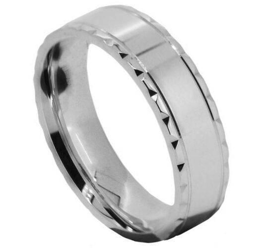 Wedding Ring Diamond CUT 11 STEPPED KNOTCHED EDGES POLISH FINISH