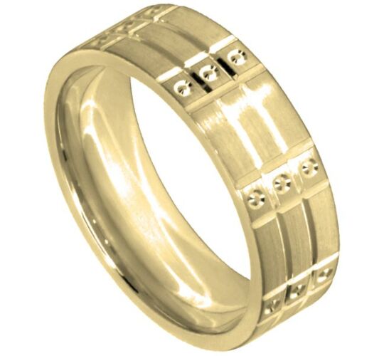 Wedding Ring Diamond CUT 26 V GROOVE CUTS WITH CIRCLE CUT PATTERN MATT FINISH