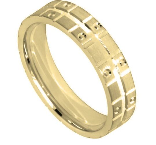 Wedding Ring Diamond CUT 27 TRAMLINE CENTRE WITH V GROOVE CUTS WITH CIRCLE CUT Pattern