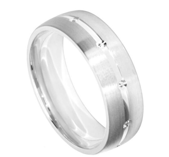 Wedding Ring Diamond CUT 28 CENTRAL TRAMLINE /CIRCLE CUT MATT FINISH