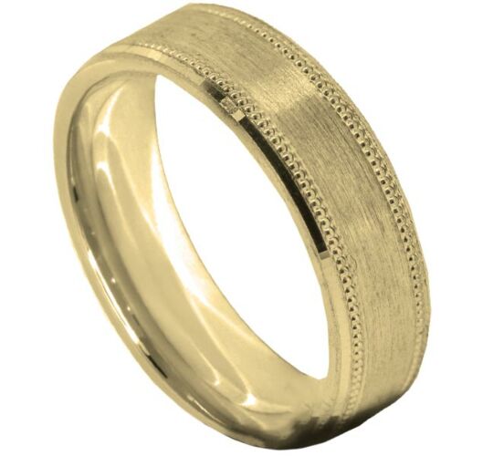 Wedding Ring Diamond CUT 29 OFF SET BEADED EDGE WITH BEVEL MATT FINISH