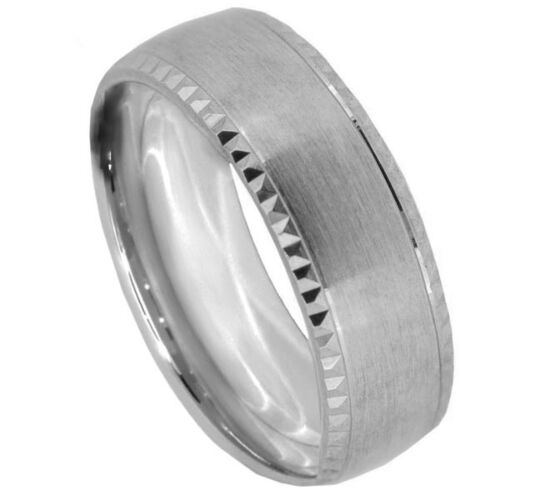 Wedding Ring Diamond CUT 45 D/C PATTERNED EDGES MATT FINISH
