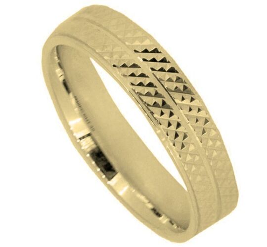 Wedding Ring Diamond Cut 49 Centre TraMLine With Chequer Board D/C With Stepped
