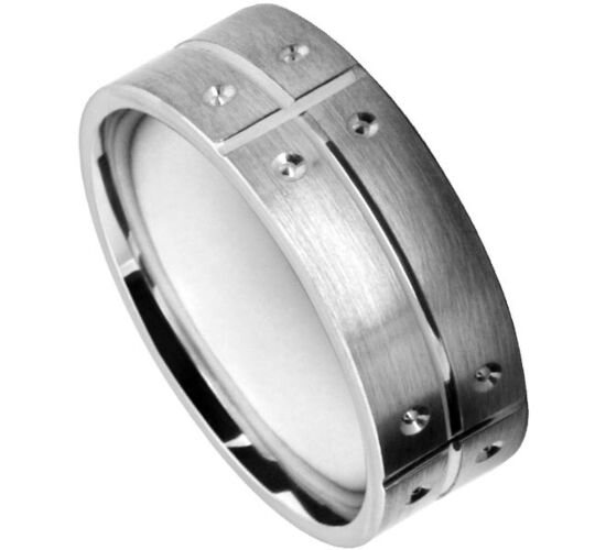 Wedding Ring Diamond CUT 50 CENTRE V GROOVE LINEAR TRAMLINE/CIRCLE CUTS PATTERN M
