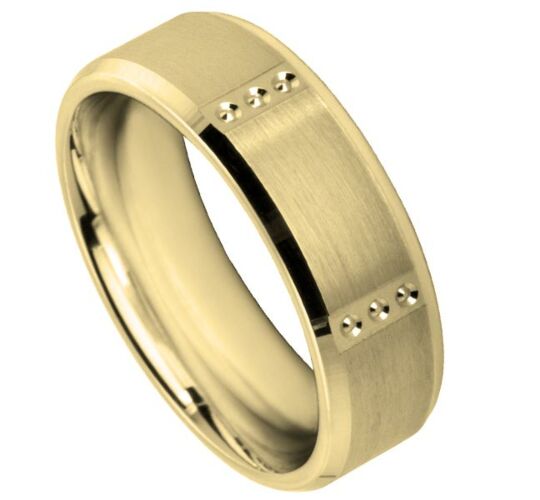 Wedding Ring Diamond CUT 59 PERIODIC FLAT & CIRCLE PATTERN AROUND RING BEVEL EDGE