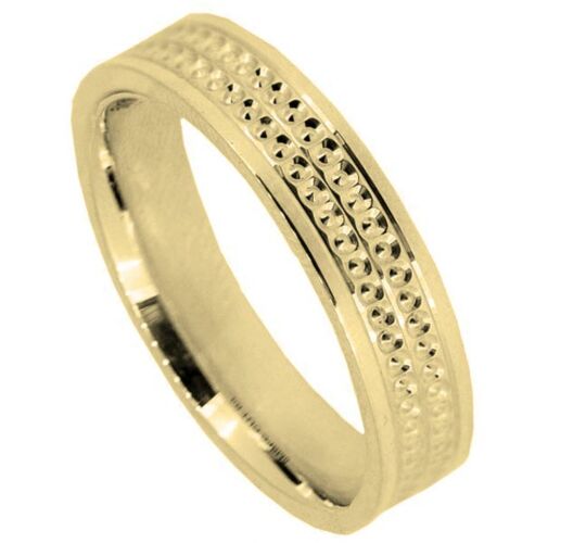 Wedding Ring Diamond Cut 63 -  3 X Central V Grooves With Circle Pattern Polished