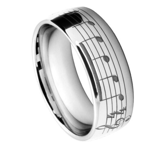 Wedding Ring with Musical Notes print Laser Engraving