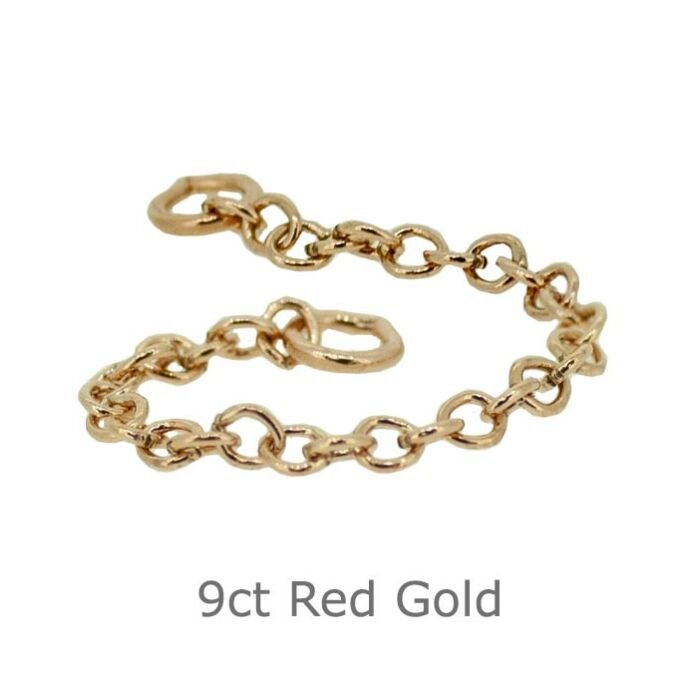 Bracelet safety chain 9ct Red Gold HEAVY weight, 55mm long