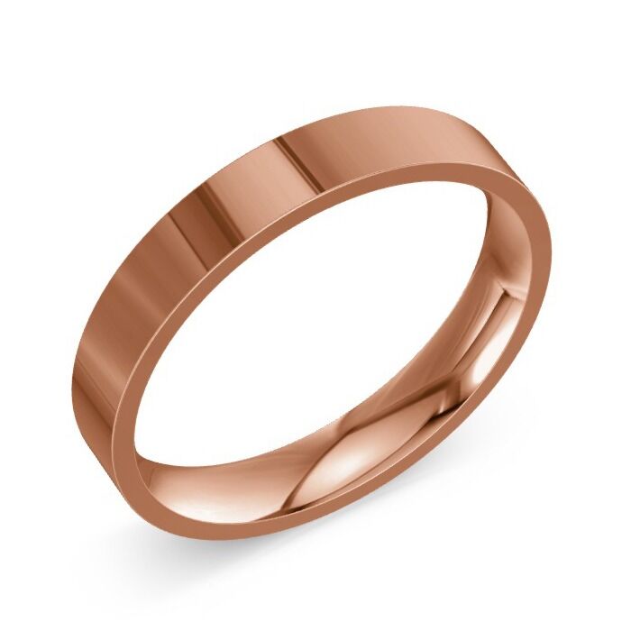 Flat Court 9ct Red Gold Wedding Rings