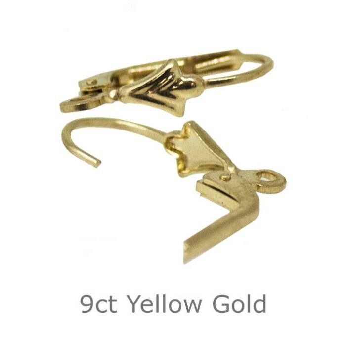 9CT YELLOW GOLD STANDARD LEVER ARM CONTINENTAL EARRING FITTINGS