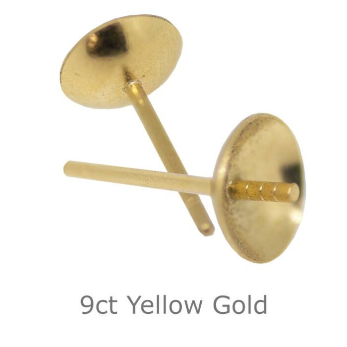 9ct yellow gold Earring Post with Cup and Peg 6mm