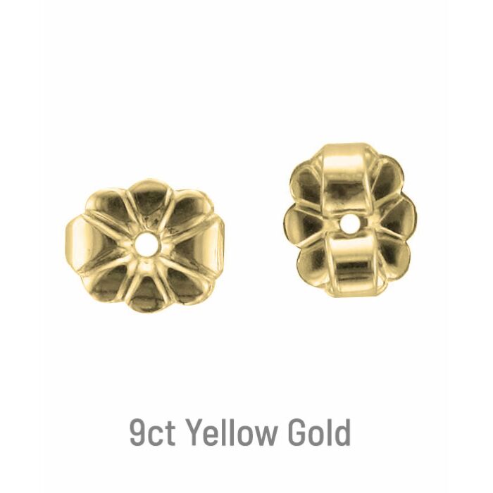 9ct YELLOW GOLD SCALLOPED EARRING SCROLLS