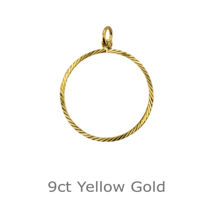 9ct Yellow Gold Half sovereign diamond cut pendant mount
