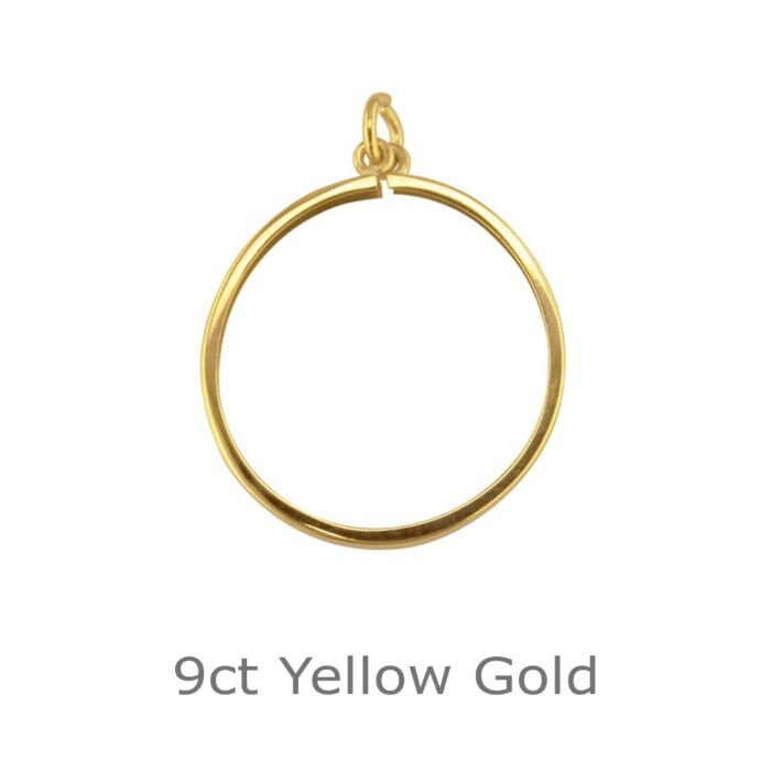 9ct Yellow Gold Half sovereign plain, highly polished pendant mount