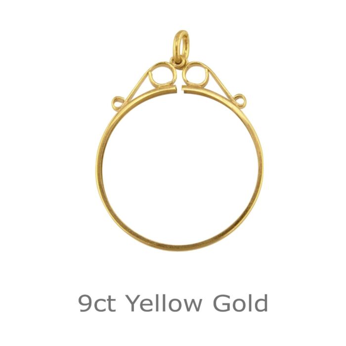 9ct Yellow Gold Half sovereign Scroll Pendant Mount