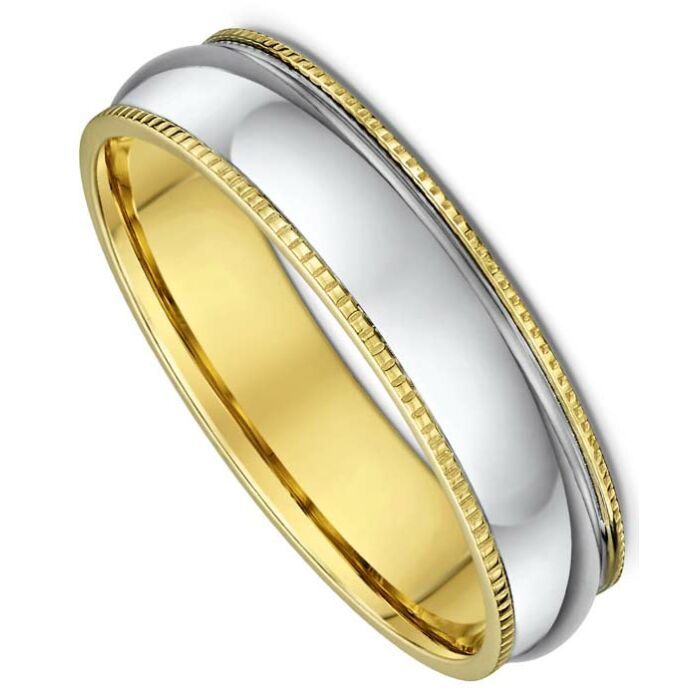 Wedding Ring 5mm Two-Colour Gold Ring | 581A00