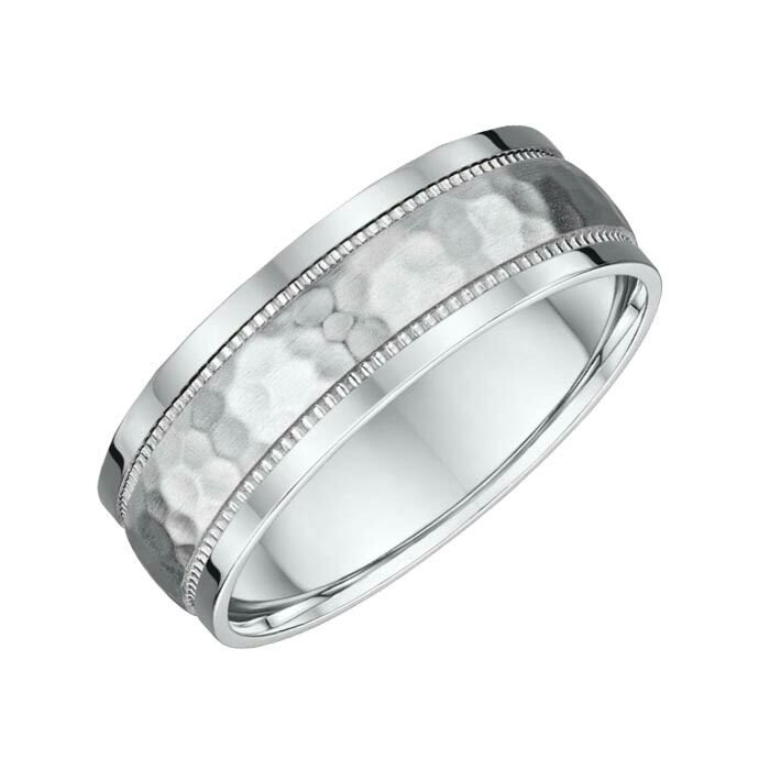 7mm Gold wedding band 439A02G - Wedding rings Men style pattern