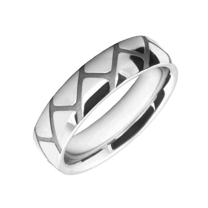 6mm Wedding Ring W7500 | Wedding band Men pattern laser engraved