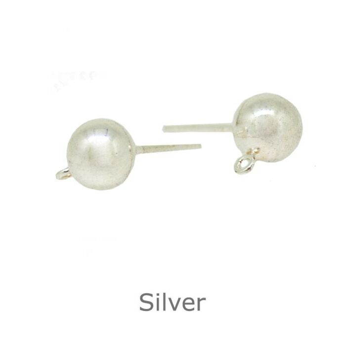 Silver 4mm Bead And Ring stud earrings