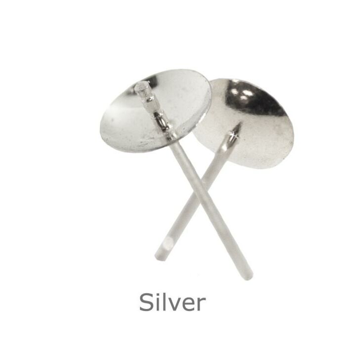 Silver earring post with 6mm cup and peg