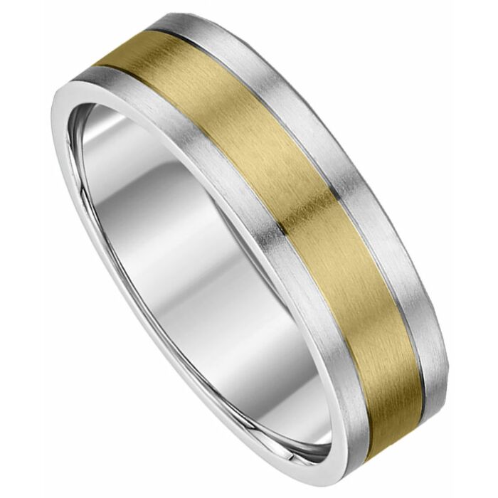 6mm Flat Court Medium Two Tone Plain Wedding Ring | C856A09G  5228 WFAM