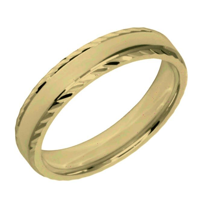 Wedding Ring Diamond CUT 10 Angled Band with Diamond Cut Edges & Polish Finish