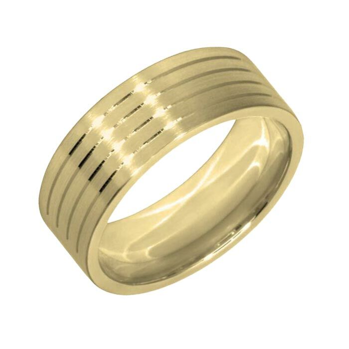 Wedding Ring Diamond CUT 18 - 4 shallow grooves & Matt finish