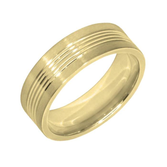Wedding Ring Diamond CUT 19 with 4 Centre Stripes & Matt finish