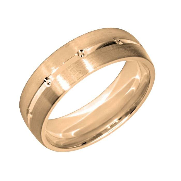 Wedding Ring Diamond CUT 28 Diamond Cut Matt finish with central groove and circle diamond cut detail
