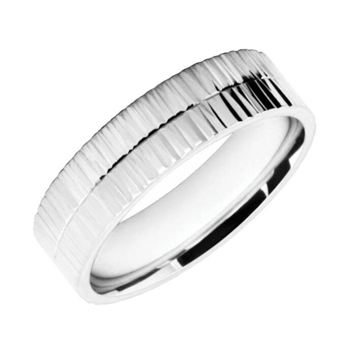 Wedding Ring Diamond Cut 46 Central Line With Full Linear Cuts Polish Finish