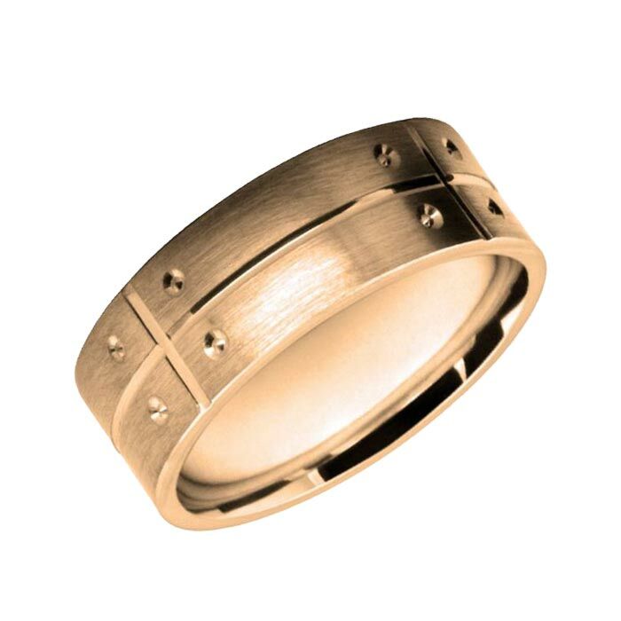 Wedding Ring Diamond CUT 50 Centre line, V grooved cuts, Circle diamond cut details & Matt finish